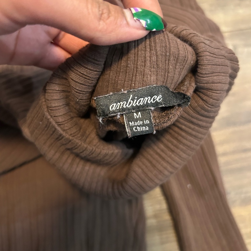 Ambiance Chocolate Ribbed Knit Top - Picture 3 of 4